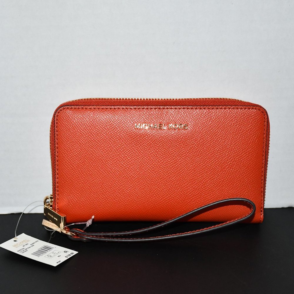 Michael Kors Saffiano Leather Multifunction Phone Case Orange Spice  #32H4GTVE9L